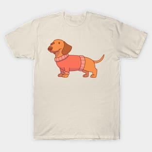 Red dachshund wearing a red sweater T-Shirt